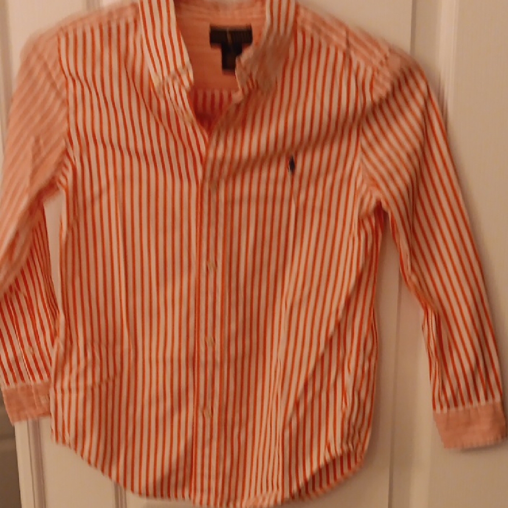 Ralph Lauren Kids Orange Striped Button Down Shirt